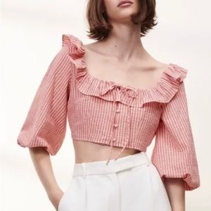 Zara Puffy Sleeve Blouse ❤️🤍